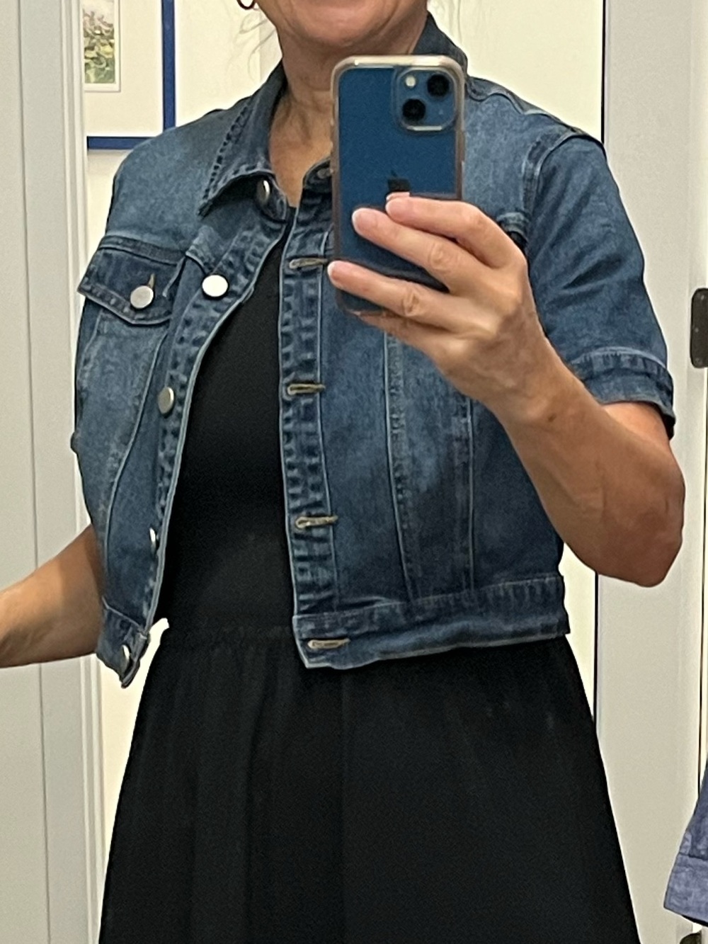 Allegra K Denim Short Sleeve Jacket